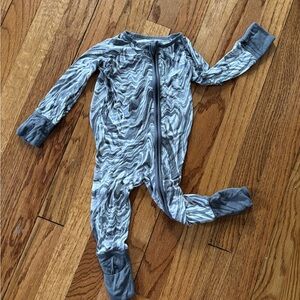 Little Sleepies Gray Marble-Print One-Piece Zippie